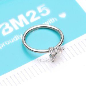 14 Karat White Gold Brilliant Trinity Sparkle Bendable Hoop Ring